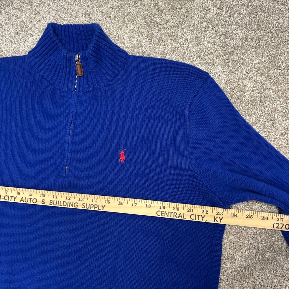 Vintage y2k Polo Ralph Lauren 1/4 Zip Sweater Pullover Men‎ Size Large Blue - Picture 4 of 8